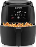 Chefman Digital Air Fryer, Large 5 Qt Family Size, One Touch Digital Control Presets, French Fries, Chicken, Meat, Fish, Nonstick Dishwasher-Safe Parts, Automatic Shutoff, Black