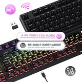 RK ROYAL KLUDGE RK87 Sink87G RGB Wireless TKL Mechanical Gaming Keyboard, 87 Keys No Numpad Tenkeyless Compact 2.4G Wireless Keyboard with Tactile Brown Switches, Exceptional Macro Settings